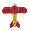 12" Red & Yellow Metal Plane Vintage Tabletop Décor